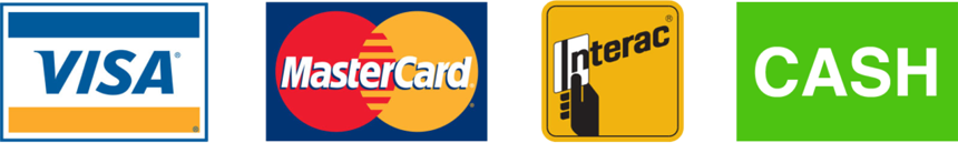 Payment Methods - Visa - MasterCard - Interac - Cash